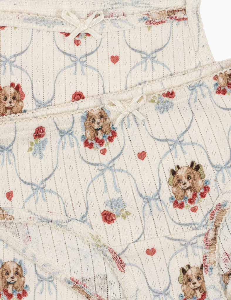 Puppy printed underwear set on a white background