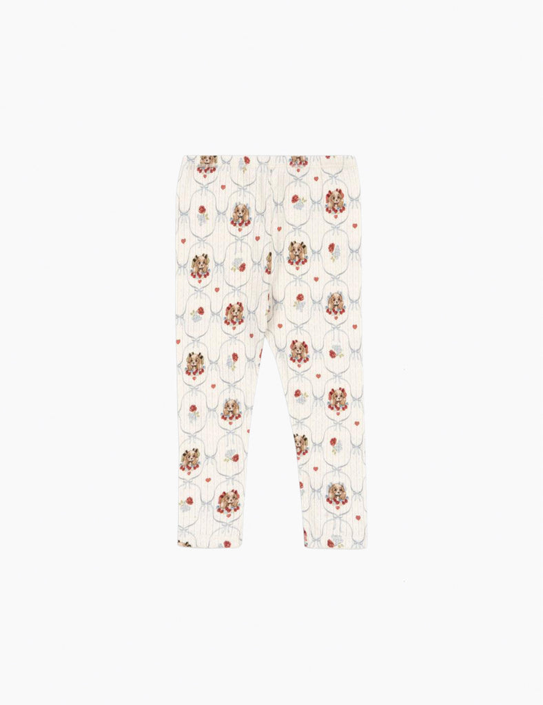 Puppy-patterned pants on a white background