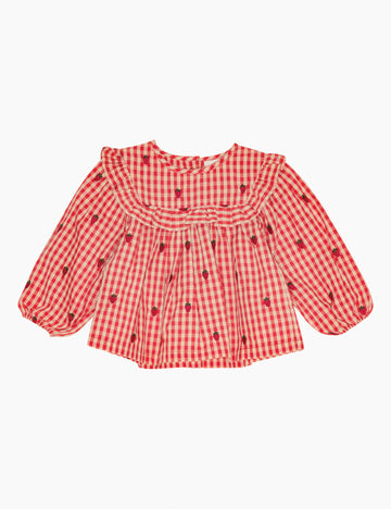 image of molly blouse in berry gingham