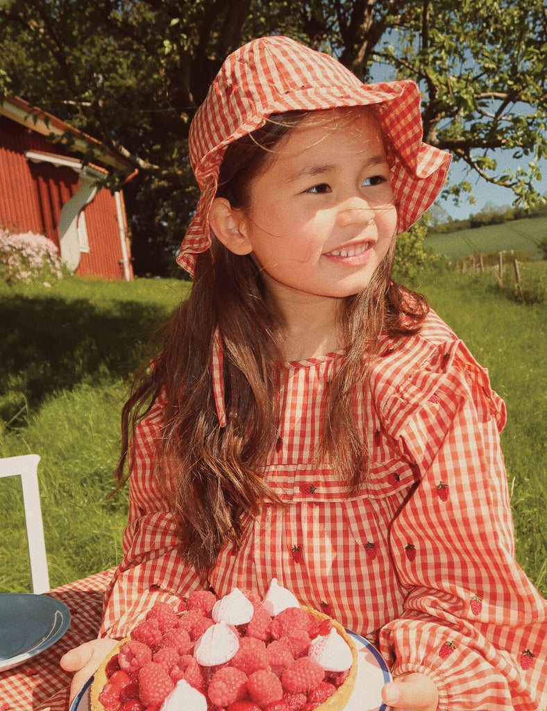 image of molly sunhat in berry gingham