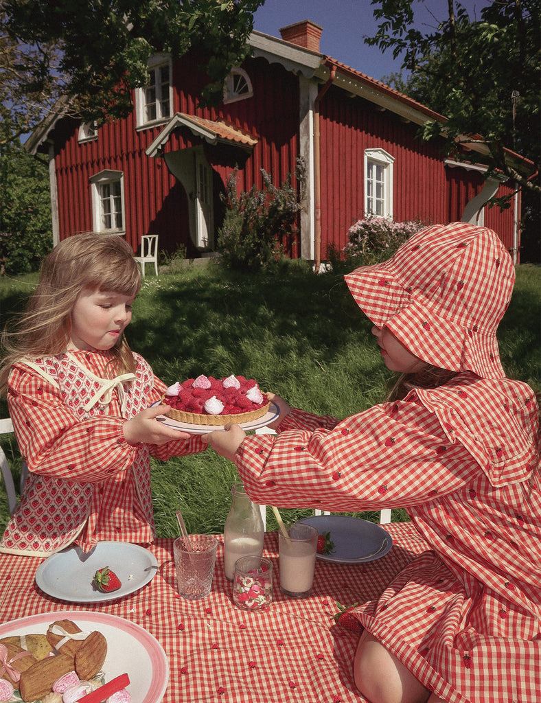image of molly sunhat in berry gingham