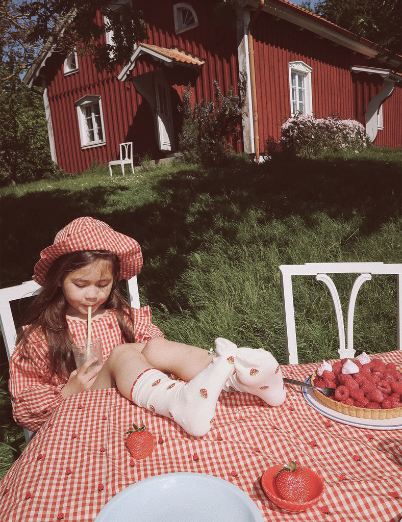 image of molly sunhat in berry gingham
