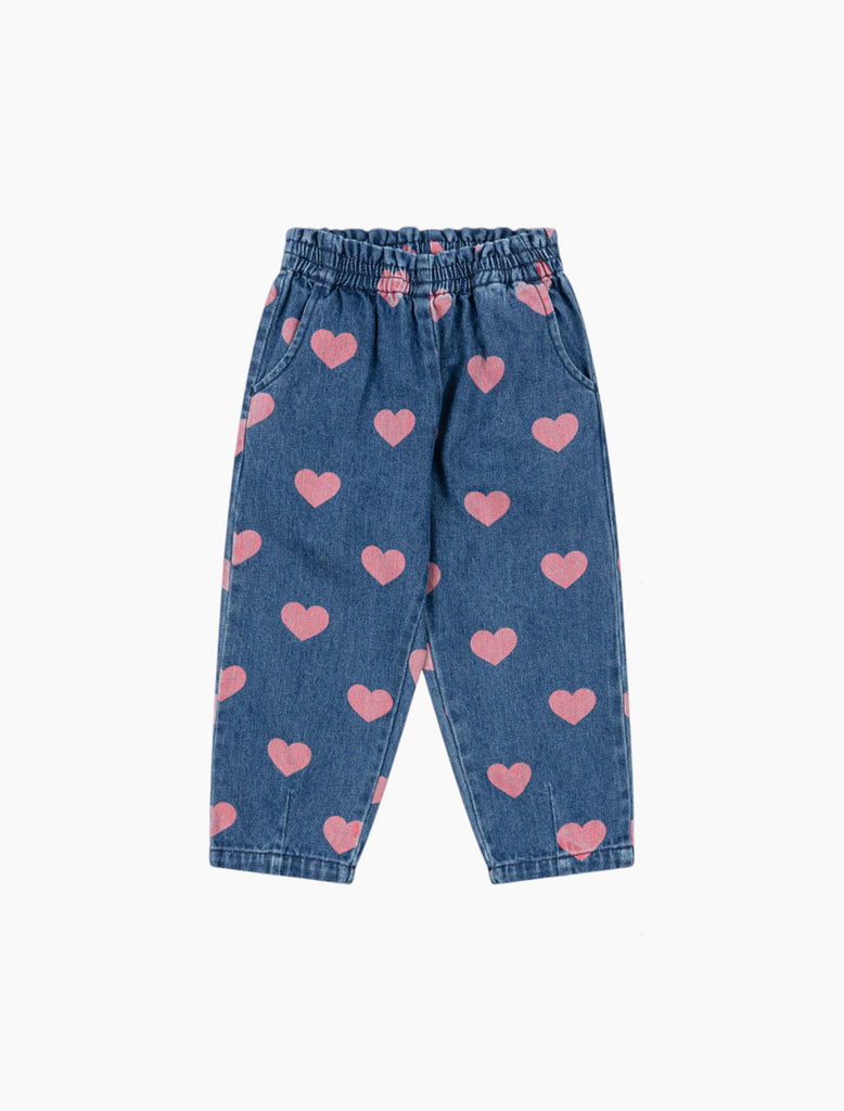 Image of Magot Denim Pants in Pink Hearts.