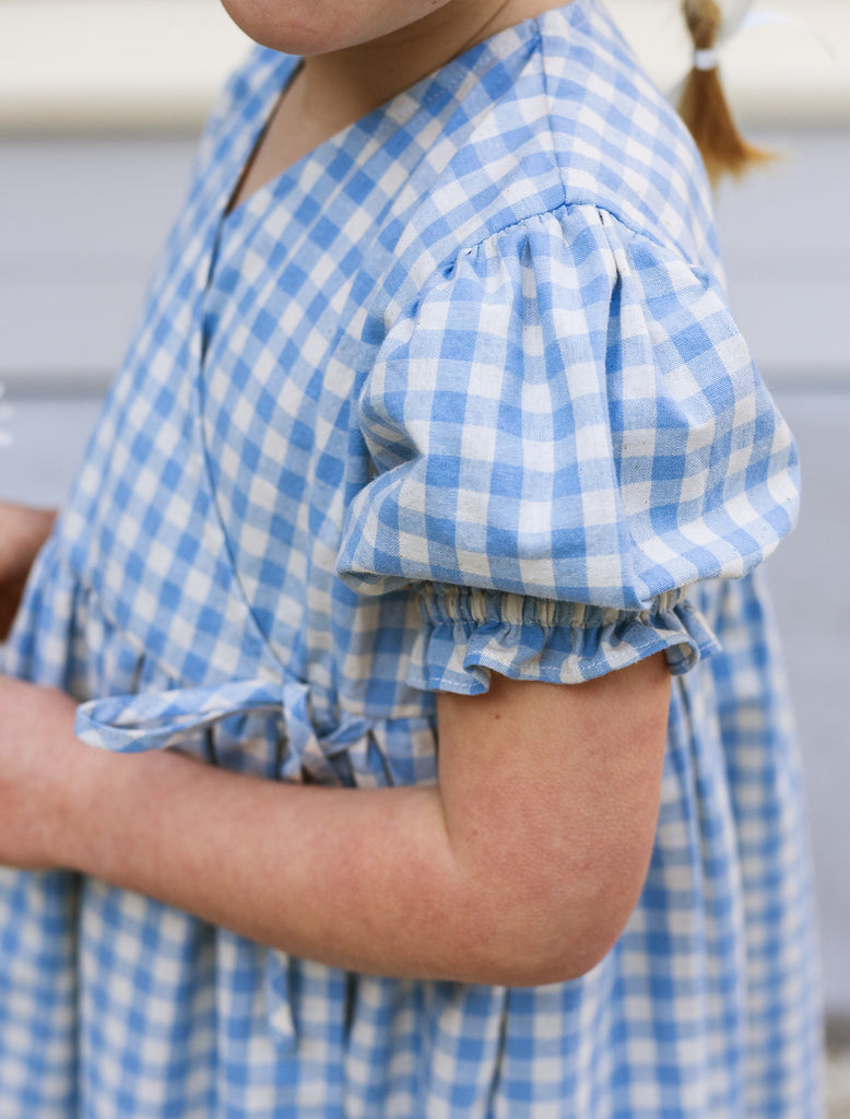 Image of Matilde Dress in Bluebell Check.