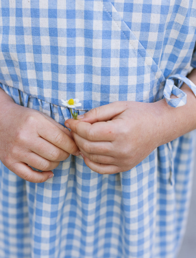 Image of Matilde Dress in Bluebell Check.