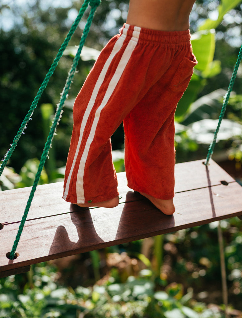 Image of Mini Terry Pant in Red.