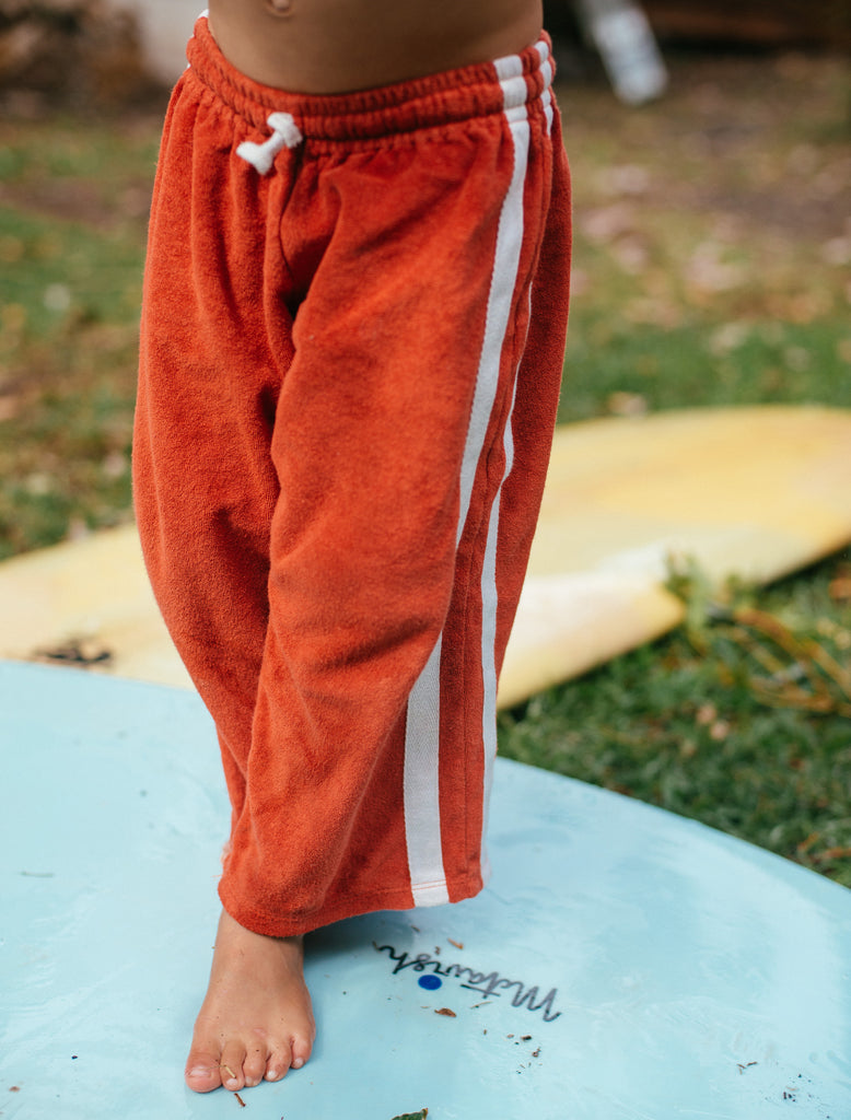 Image of Mini Terry Pant in Red.