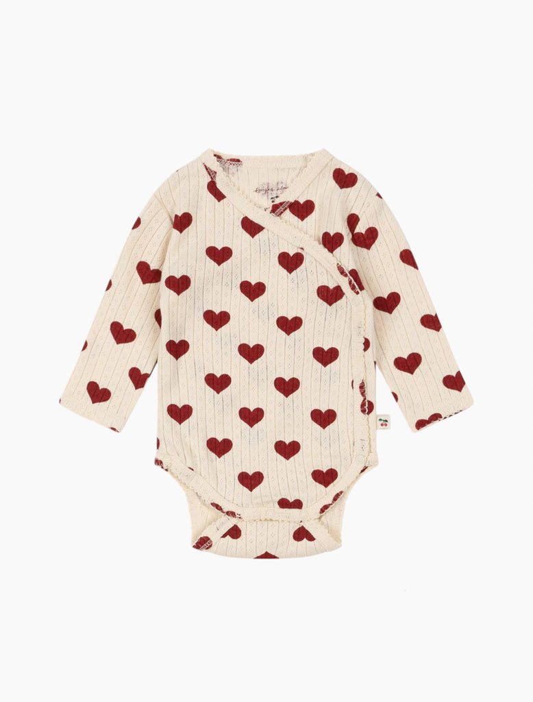 Image of Minnie Kimono Onesie in Amour Rouge.