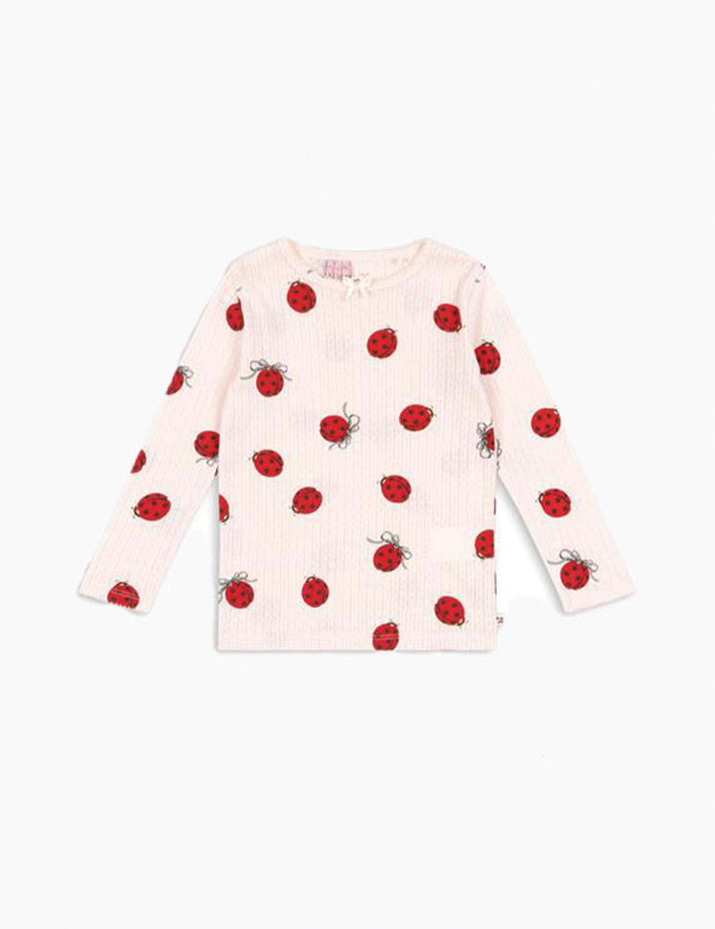 Image of Minnie Pointelle Top in Ladybug.