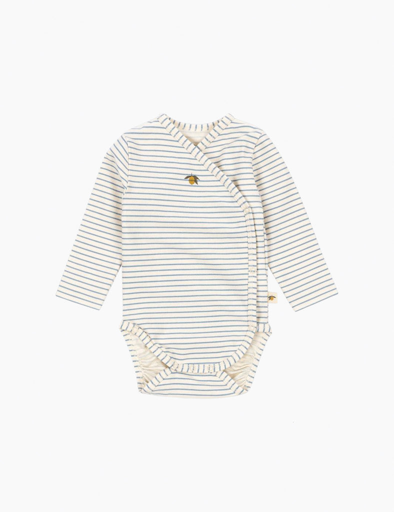 Striped baby bodysuit on a white background