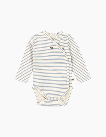 Striped baby bodysuit on a white background