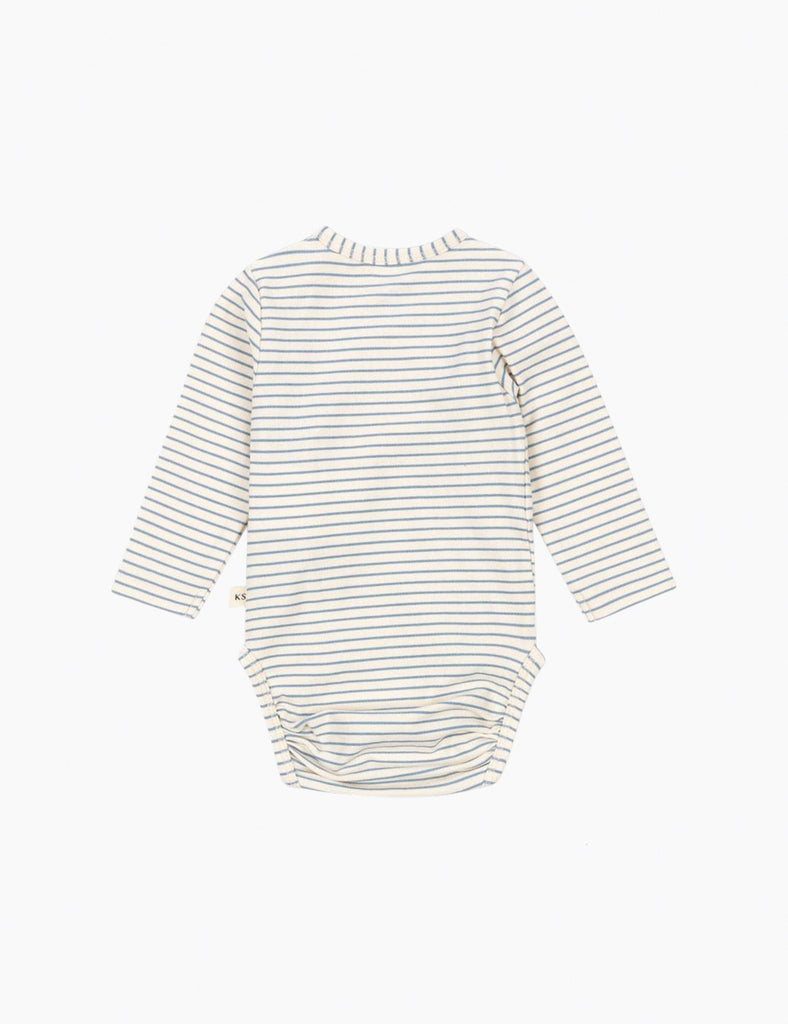 Striped baby onesie on a white background