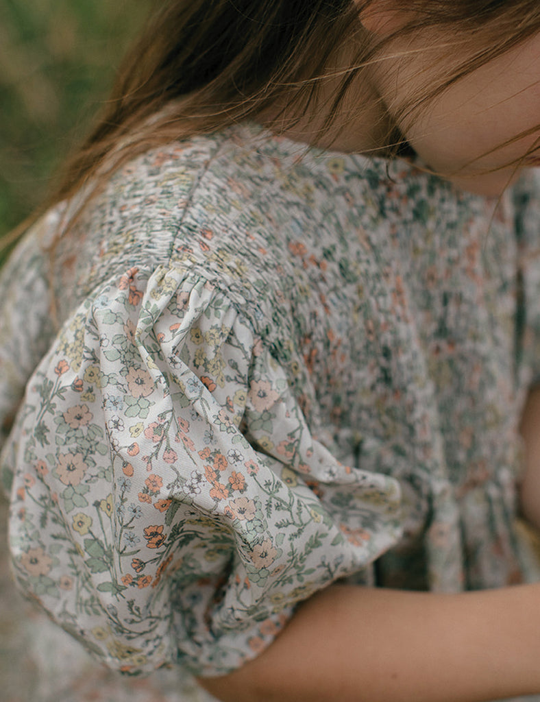 Image of Ottilie Dress in Wild Strawberry Floral Organic Cotton