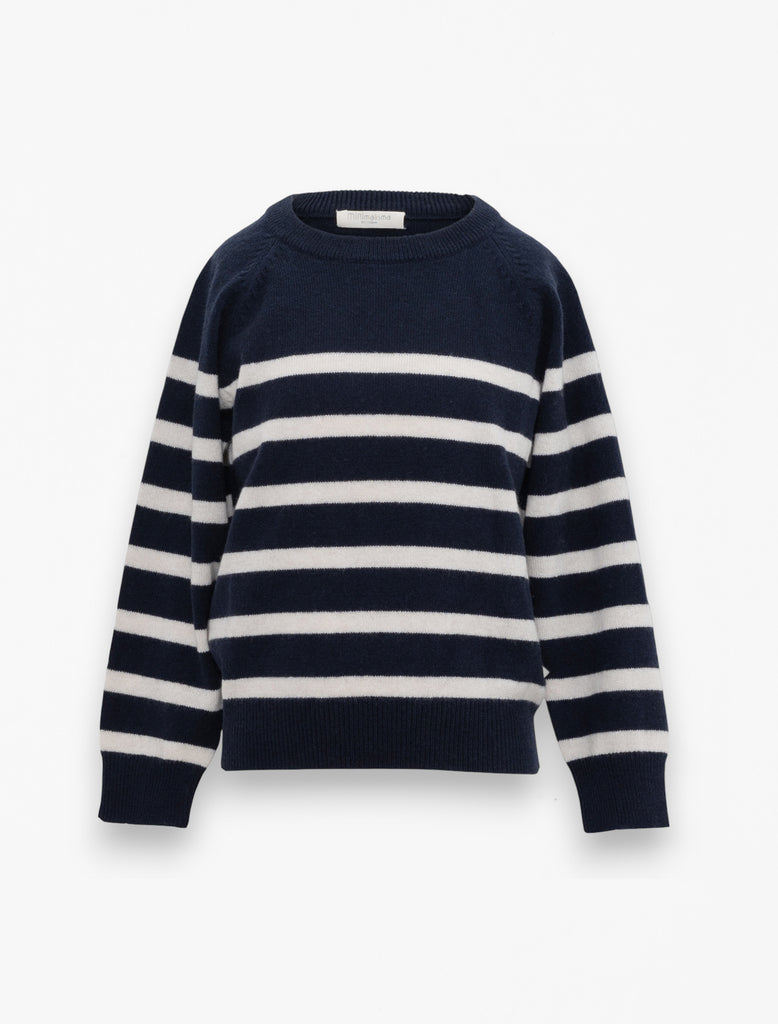Olino Cashmere Pullover sweater in sailor front.