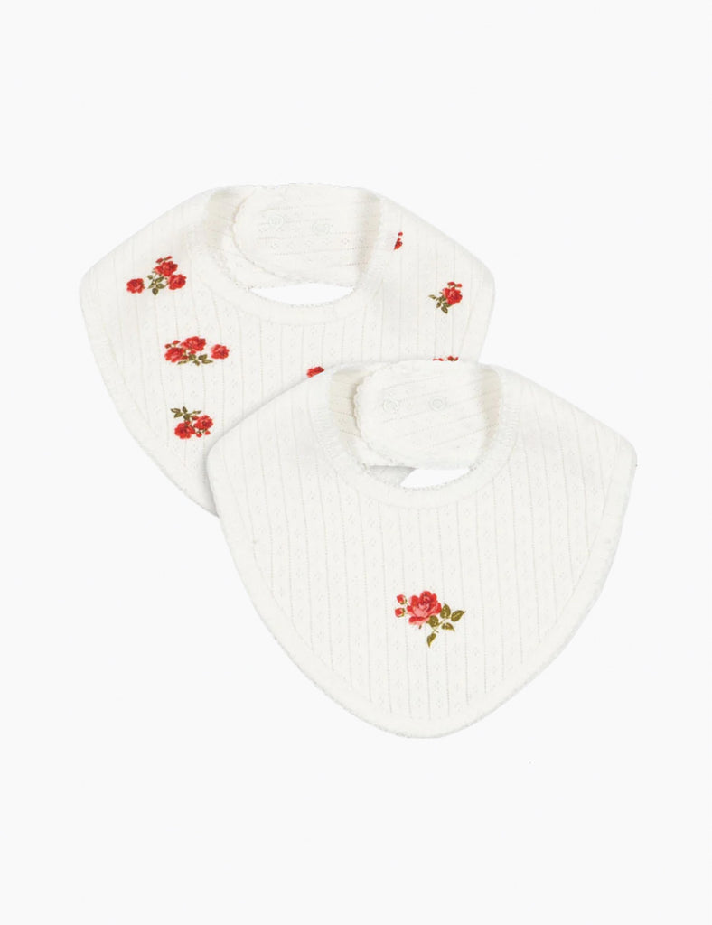 Image of Pointelle 2 Pack Bibs in Rose Red.