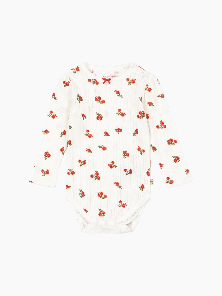 Image of Minnie Pointelle Bodysuit in Rose Red.