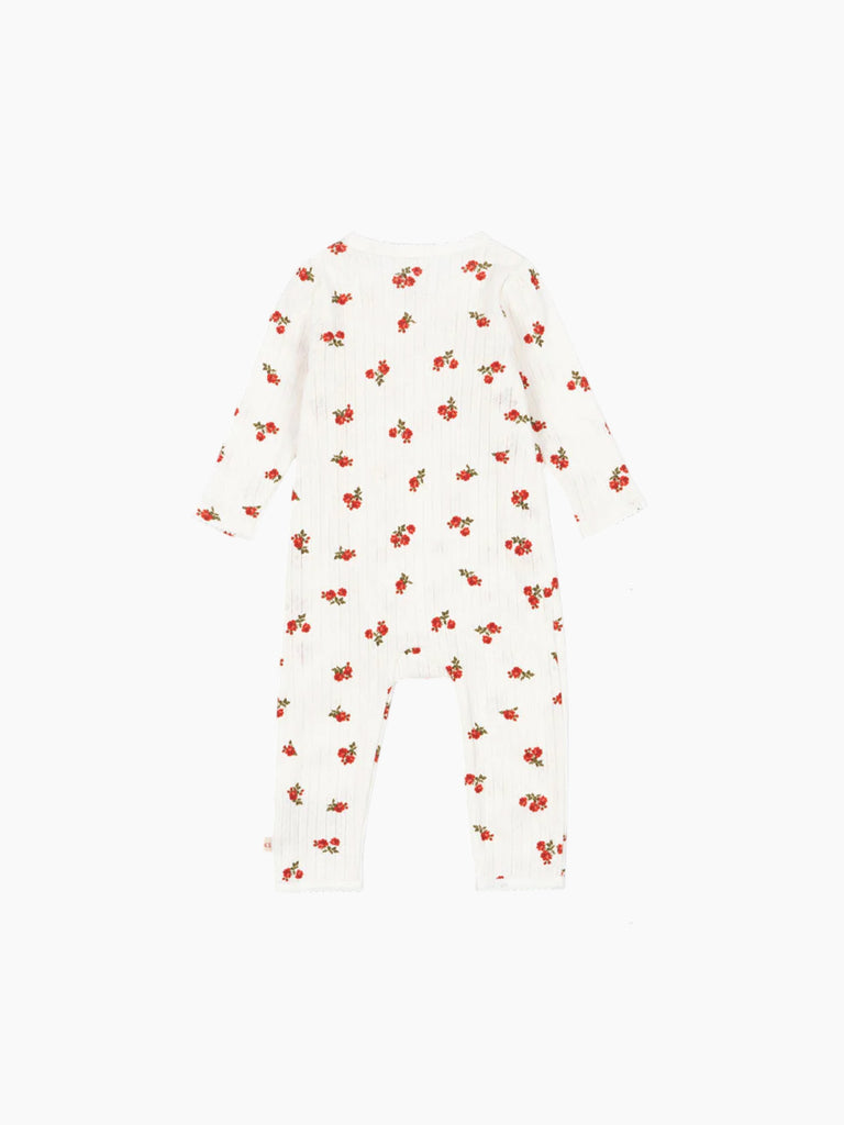 Image of Pointelle Kimono Romper in Rose Red.