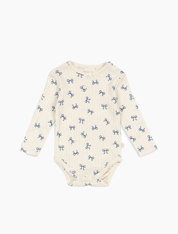 Image of Minnie Pointelle Bodysuit in Bow Bleu.