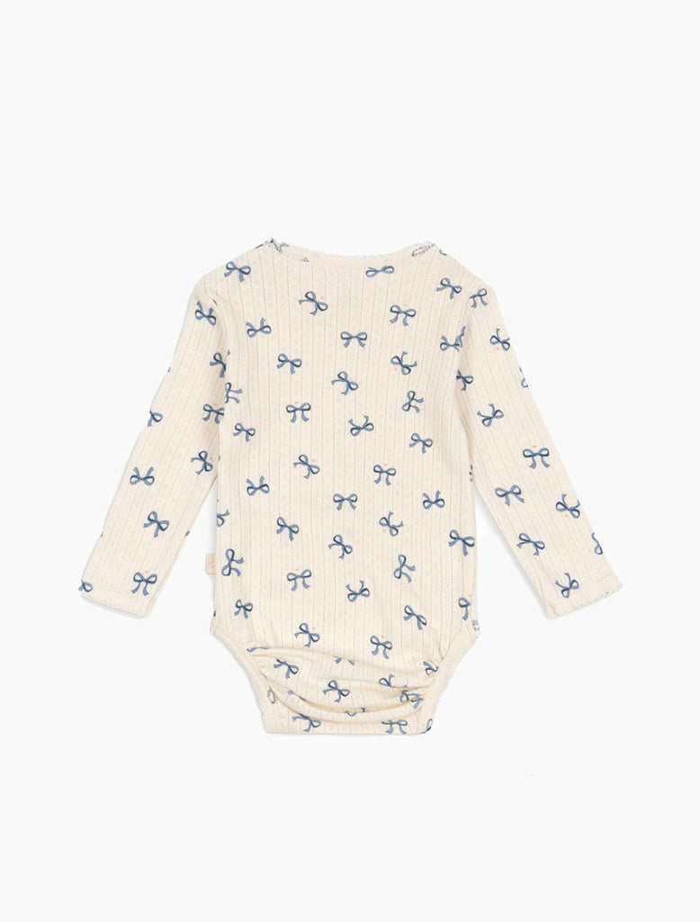 Image of Minnie Pointelle Bodysuit in Bow Bleu.