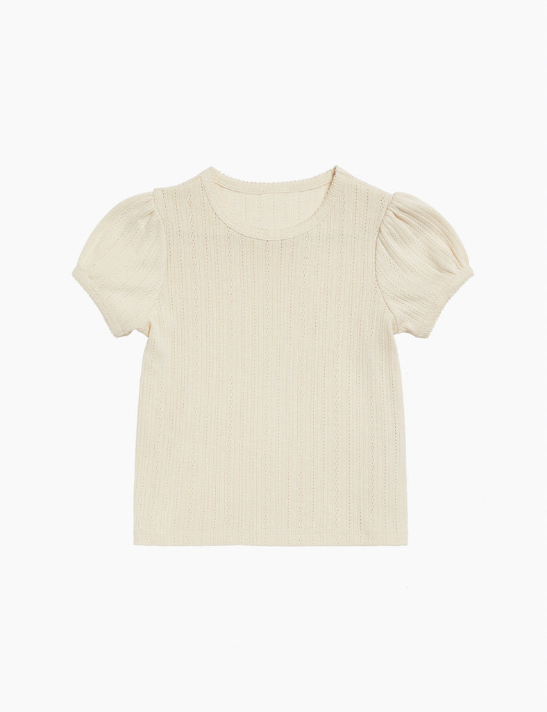 image of pointelle tee in buttermilk