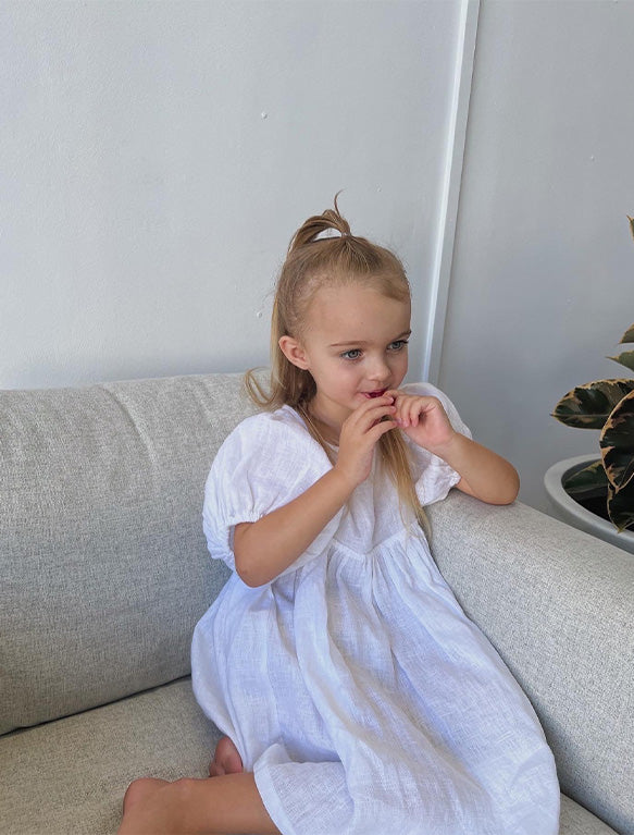 Image of Poppy Dress in White Linen.