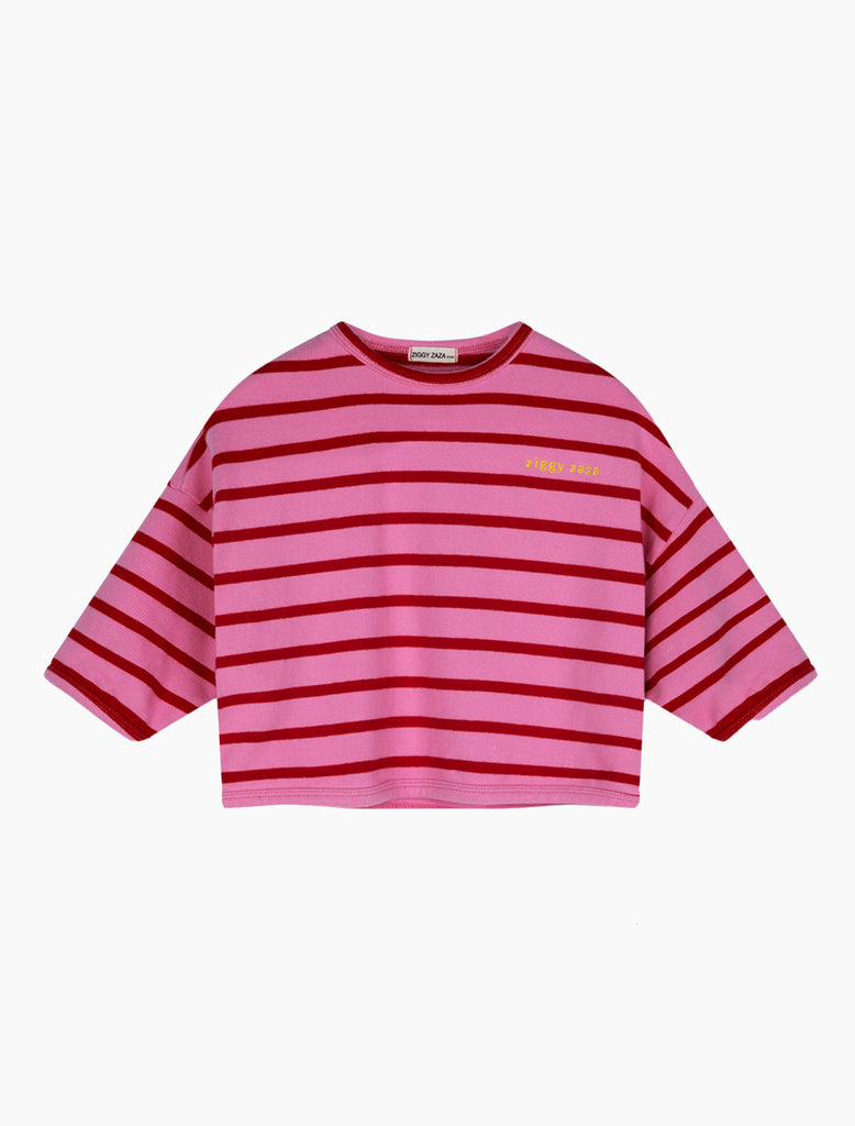 Pink and red striped shirt on a white background