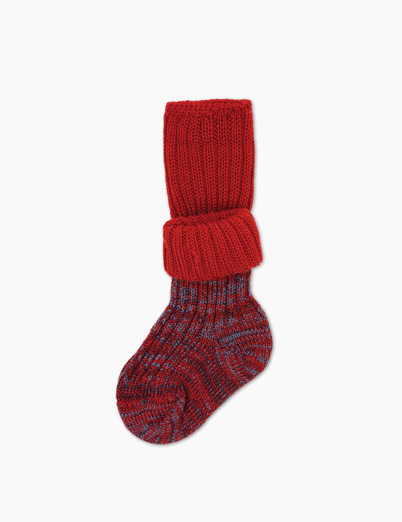 Image of Ribbed Knit Socks in Red Multi