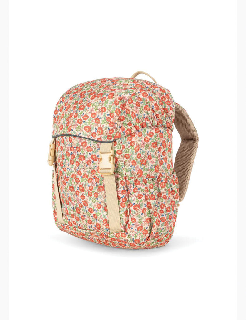 Floral-patterned backpack on a white background