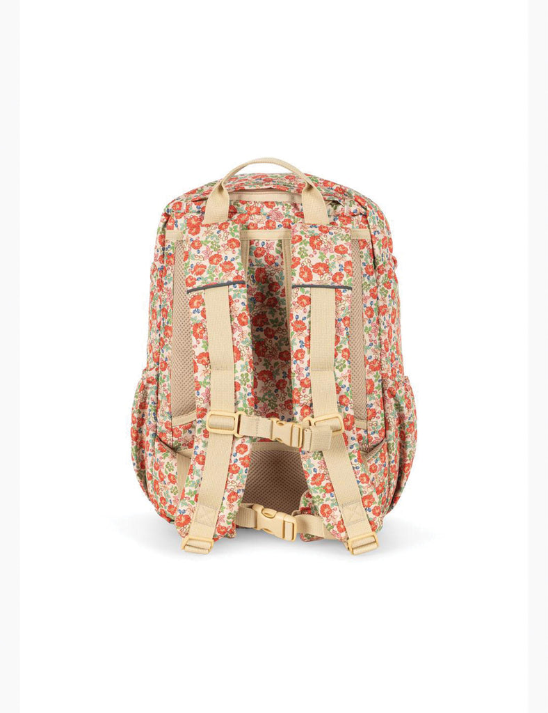Floral-patterned backpack on a white background