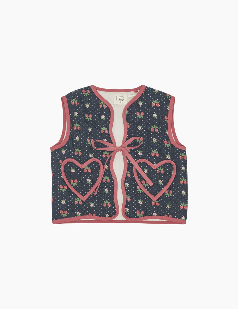Children's vest with heart design on a white background