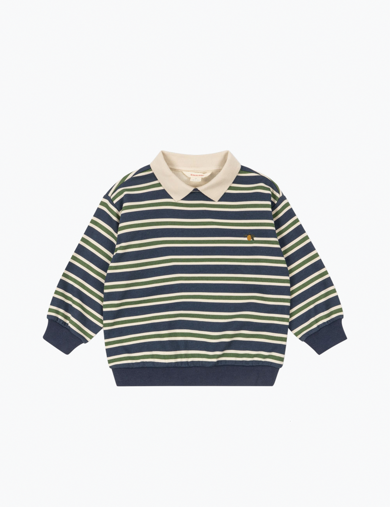 Striped sweater with a collar on a white background