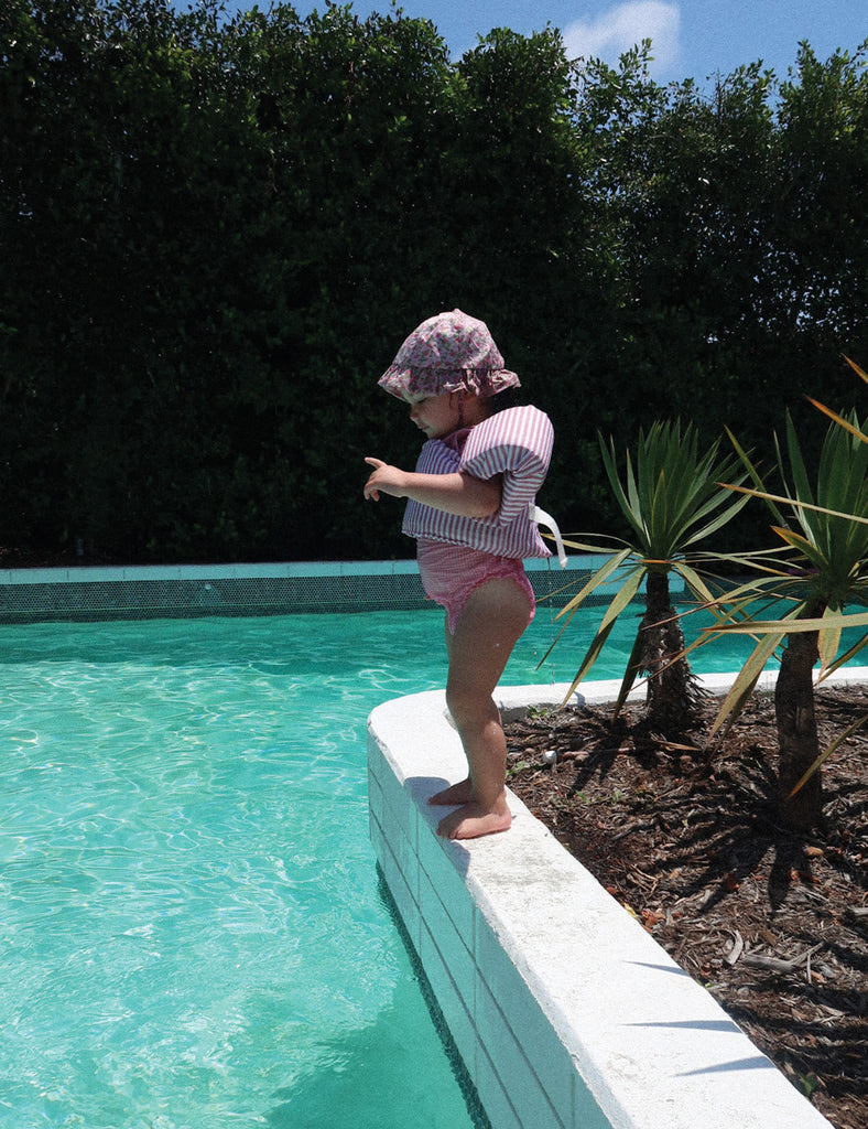 Image of Patchwork Cotton Swimsuit in Liberty New Fragoline