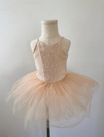 Image of the Shirred Tutu in Undyed Peach Cotton.