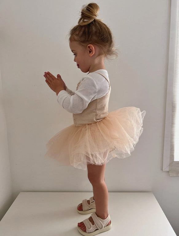 Image of the Shirred Tutu in Undyed Peach Cotton.