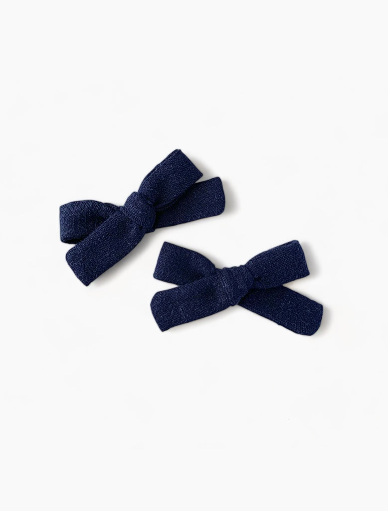 Image of Skinny Pigtail Clips in Navy.