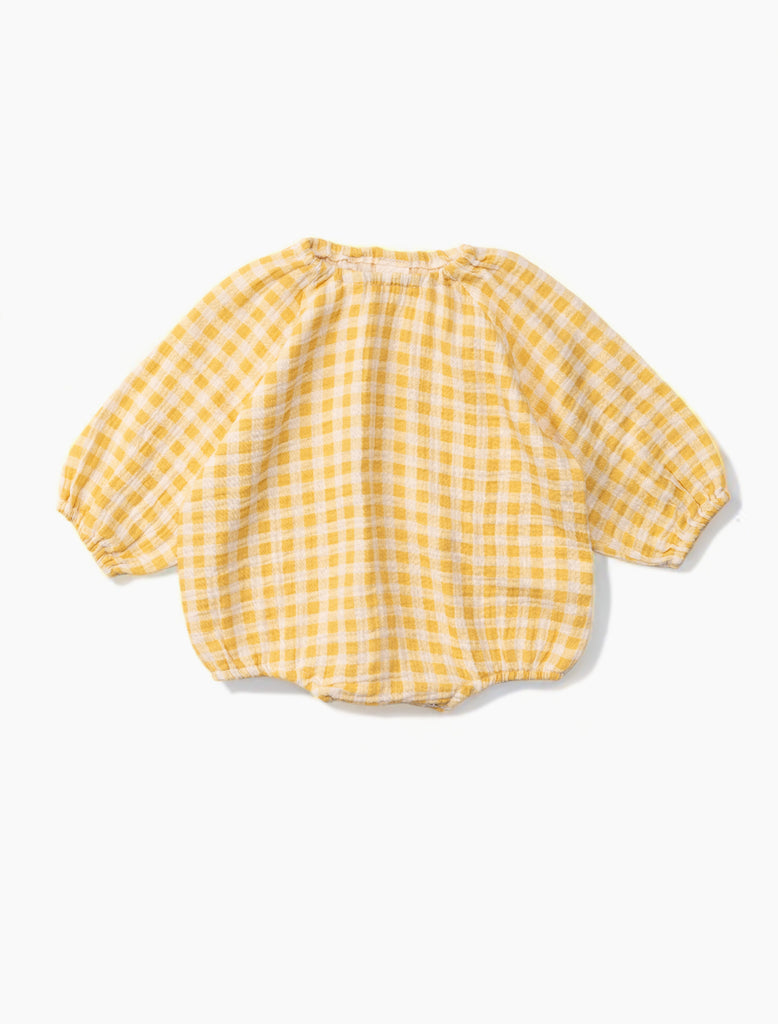 Image of Spring Romper in Yellow Check.