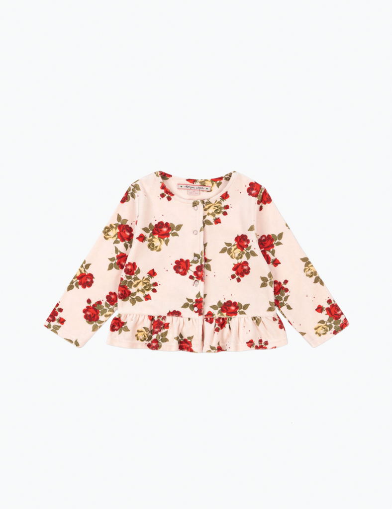 Floral long-sleeve top on a white background