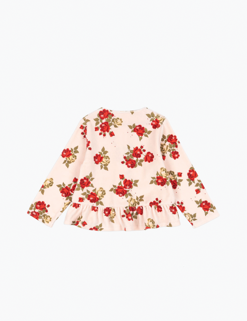 Floral dress with red flowers on a white background