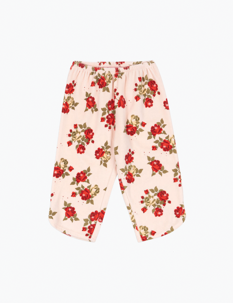 Floral-patterned pants on a white background