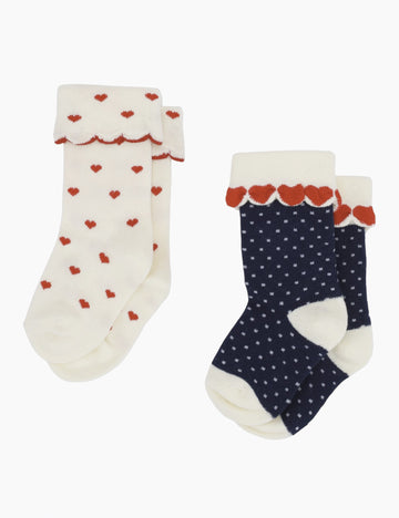Image of a 2-pack pair of socks in hearts on a white background.