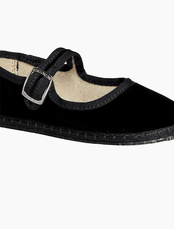Image of Velvet Mary Janes in Jet.