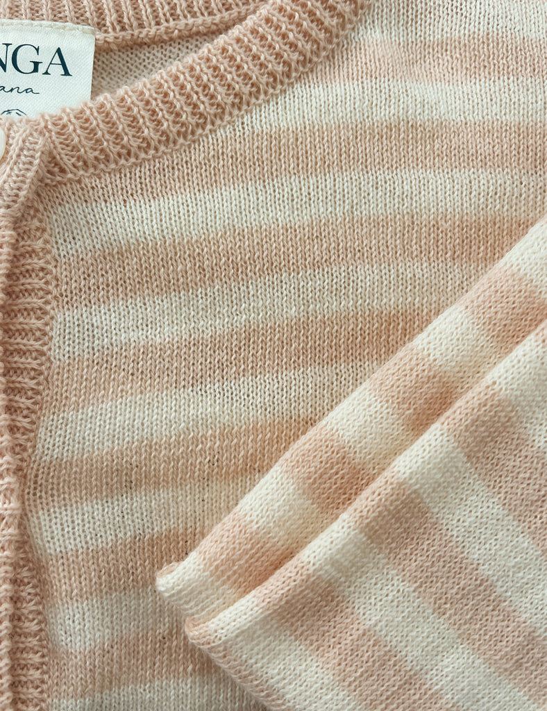 Close up of striped baby cardigan