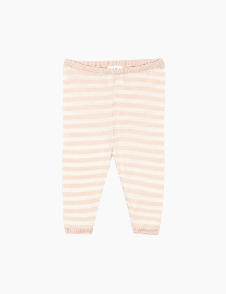 Striped baby leggings on a white background