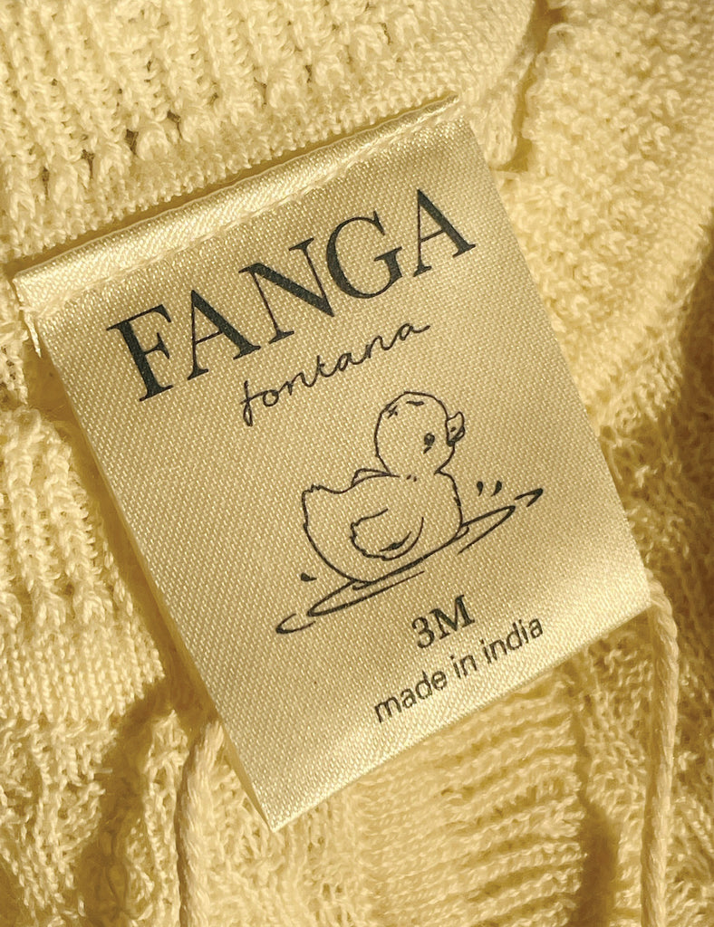 Fanga fontana product packaging with a duck illustration on a textured beige background
