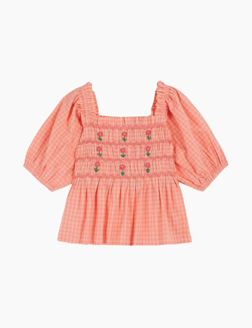 Image of Smocked Blouse in Peony