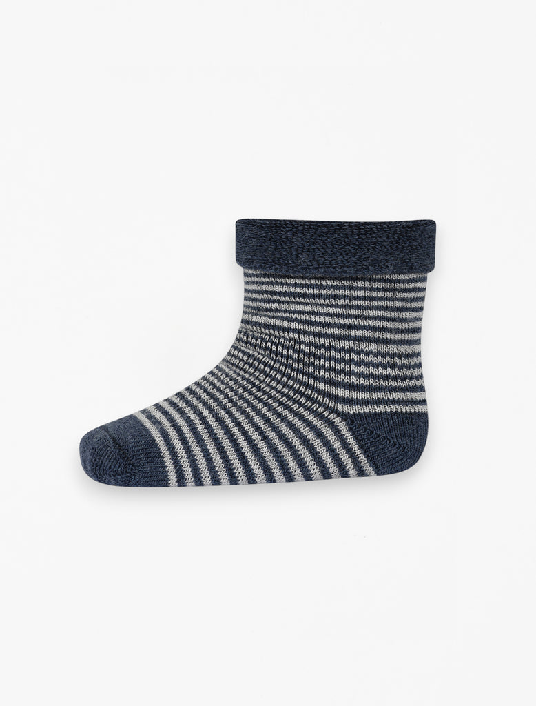 Viggy Socks in Dark Denim flat lay image.