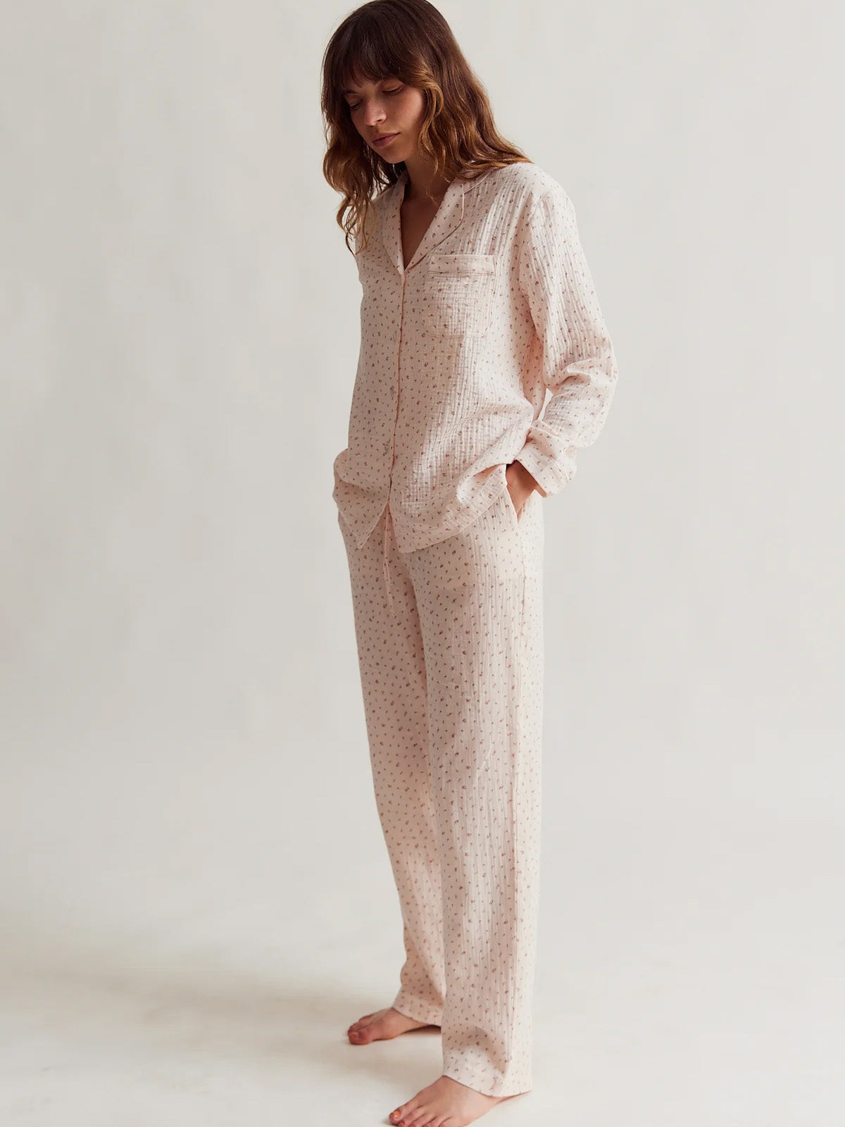 Image of Women's Traditional Set in Blush Muslin