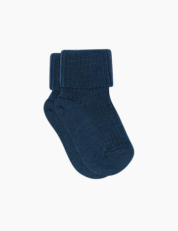 image of wool rib sock in denim melange