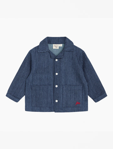 Image of Willy Striped Denim Shirt in Indigo Stripe.