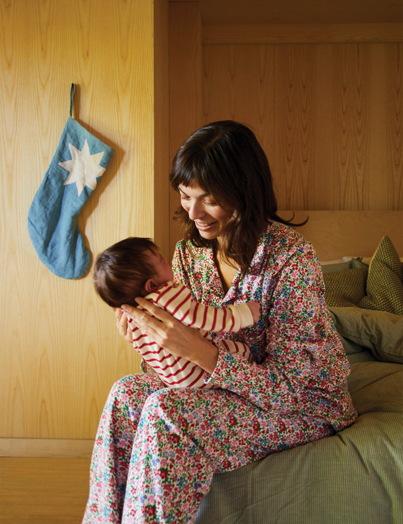 Image of Baby Sleepsuit in Red Breton Stripe.